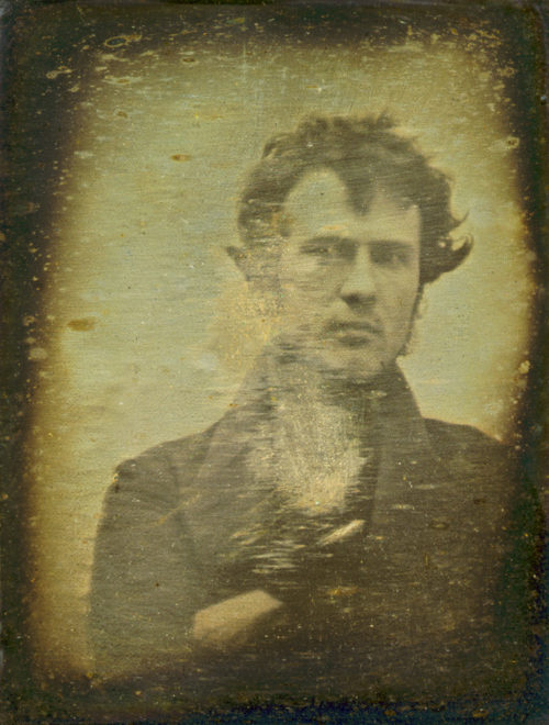 Robert Cornelius, self-portrait; believed to be the earliest extant American portrait photo