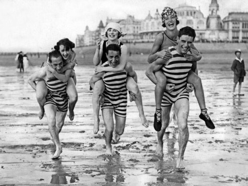 striped bathing suits